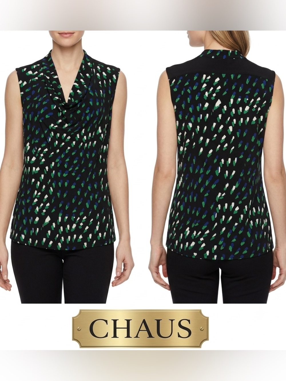 Chaus Slouching Neck Synthetic Leather Top Small